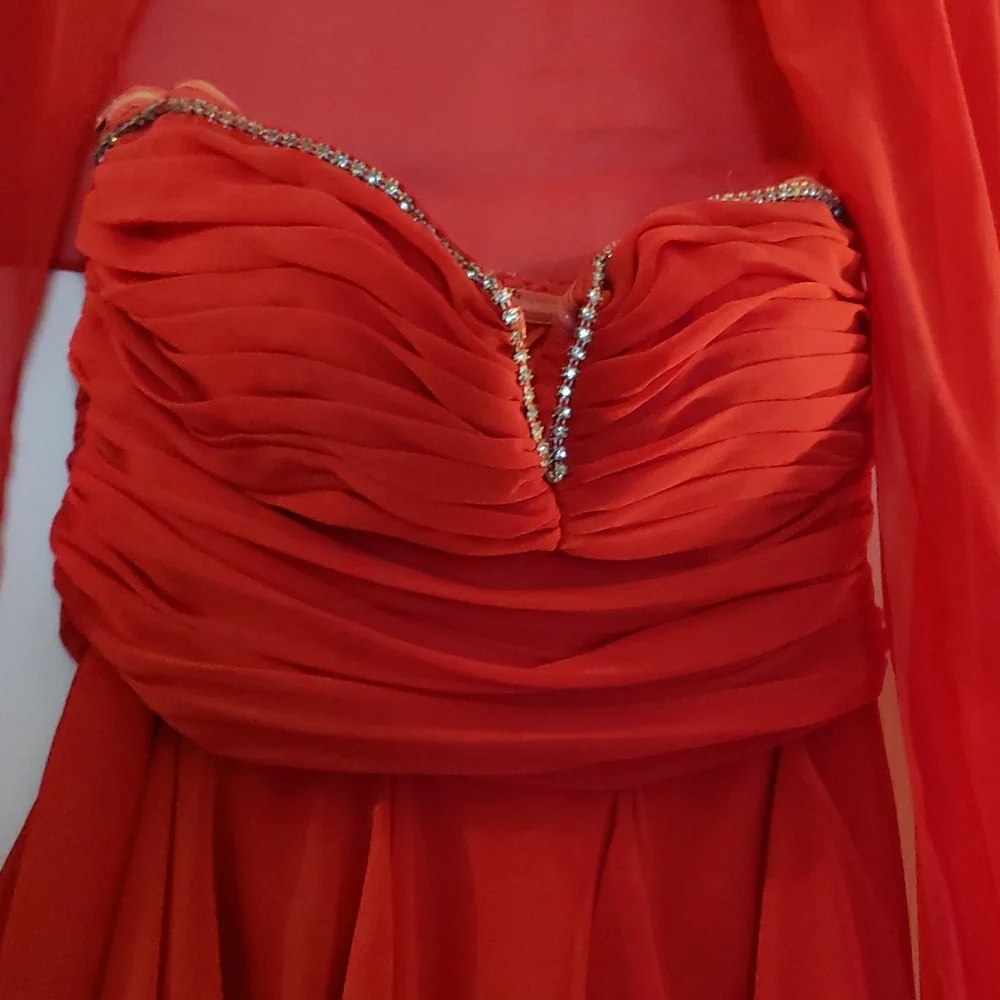 Red Strapless High Low Formal Dress - Picture 3 of 4
